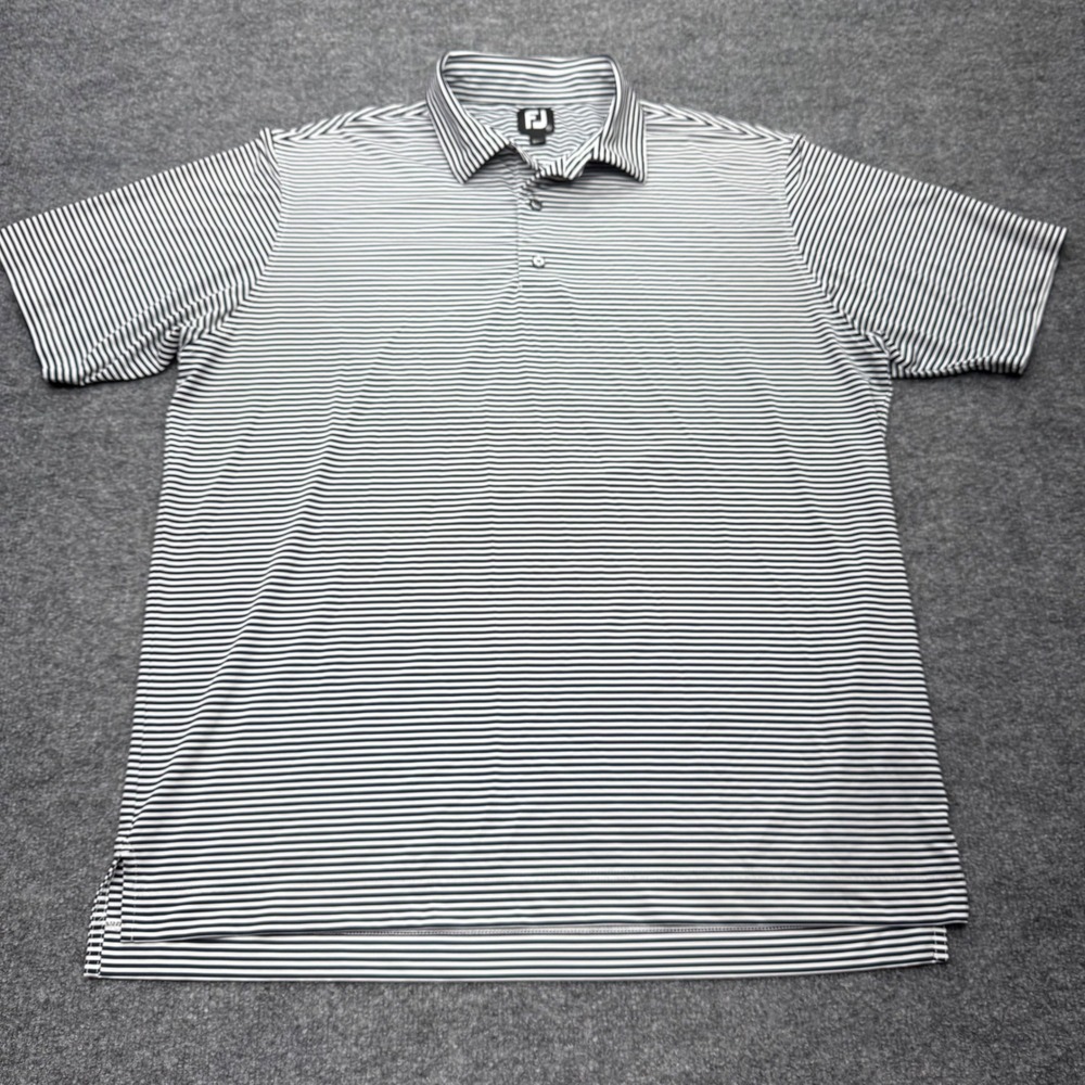 FootJoy Mens XL ProDry Performance Golf Polo Shirt Striped Navy Blue White 22157